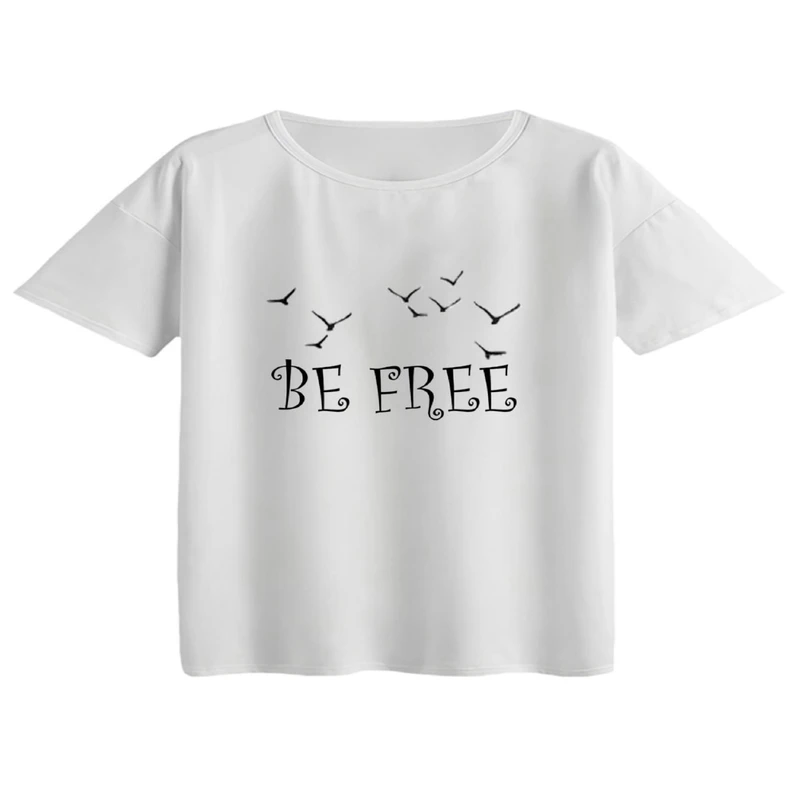 کراپ تی‌شرت آستین کوتاه زنانه مدل نوشته کد 19