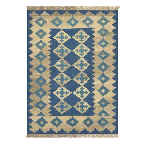   گلیم دستبافت یک و نیم متری طرح قشقایی مدل مدرن دستریس کد 15131