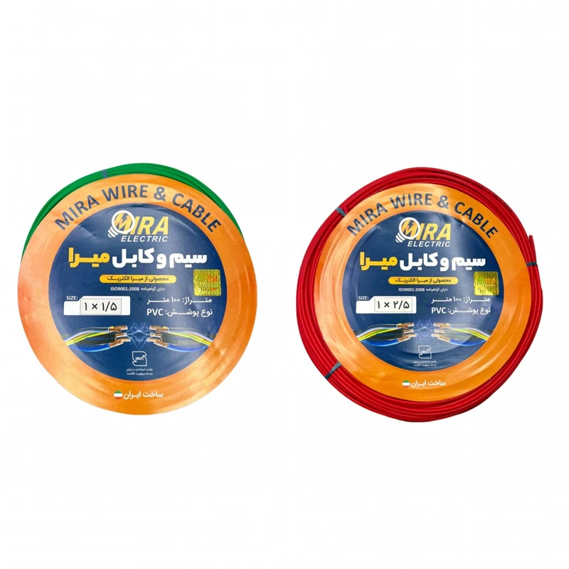 سیم برق افشان 1 در 1.5 و 1 در 2.5 میرا کد 2.5R - 1.5G بسته دو عددی