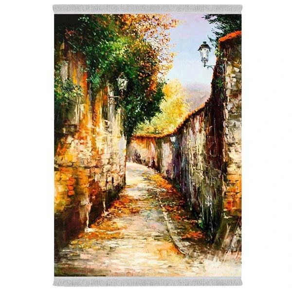 فرش پارچه‌ای دفه مدل فرشینه شانل مخمل طرح فانتزی کد 7022