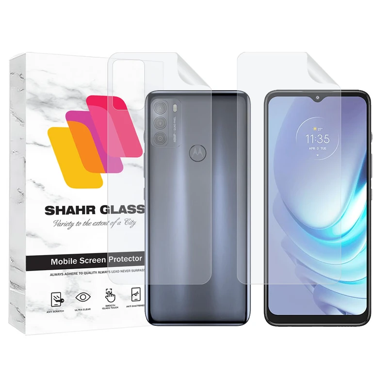محافظ صفحه نمایش شهر گلس مدل MTNANFBSH مناسب برای گوشی موبایل موتورولا Moto G50 به همراه محافظ پشت گوشی