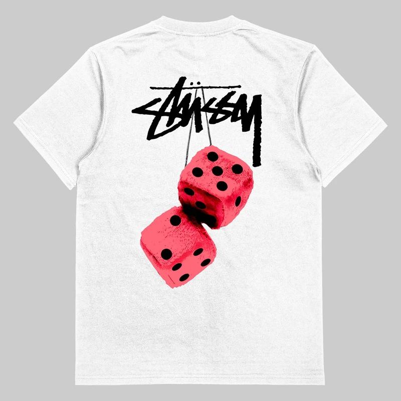 تی‌شرت آستین کوتاه مردانه مدل باکسی طرح تاس کد EX01