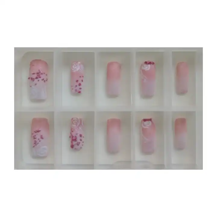 ناخن مصنوعی مدل گل برجسته بسته ده عددی