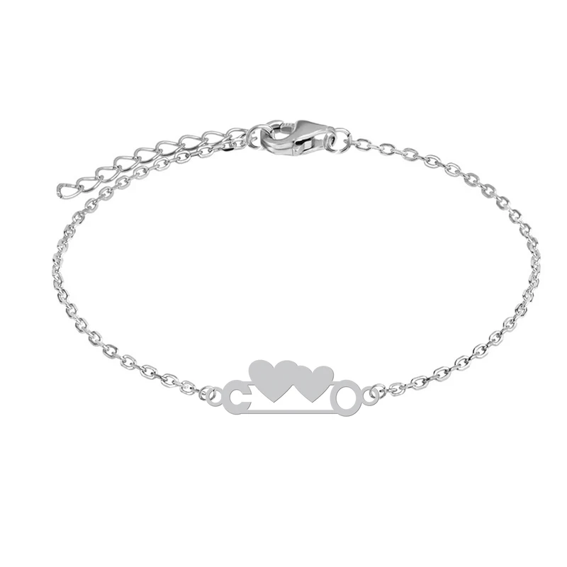 دستبند زنجیری زنانه هایکا مدل سنجاق قلب کد z.dh89