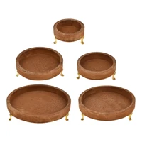 سینی چوبی مدل پایه دار طرح گرد مجموعه 5 عددی