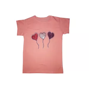 تی شرت آستین کوتاه دخترانه مدل بادکنک  قلبی-001