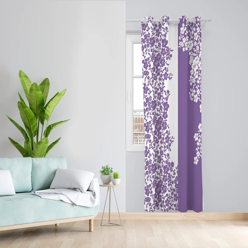 پرده طرح گل مدل مخمل پانچی کد 1196سایز 140x200 سانتی متر