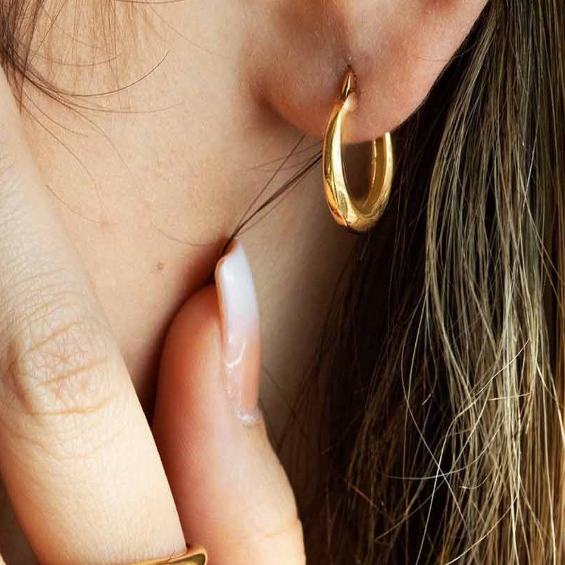 گوشواره طلا 18 عیار زنانه الی گالری مدل رینگ دامله ظریف - 4
