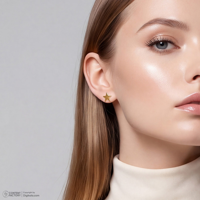 گوشواره میخی طلا 18 عیار زنانه طلای صداقت مدل EM6 ستاره - 6