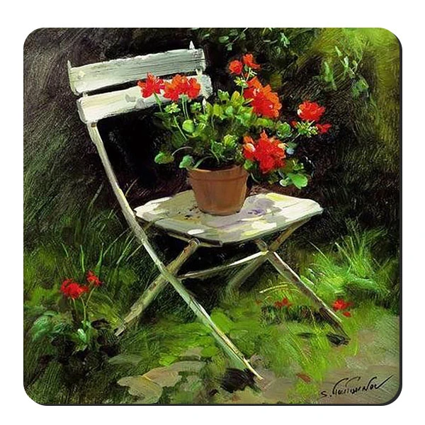  زیر لیوانی طرح گلدان شمعدانی کد nzl531