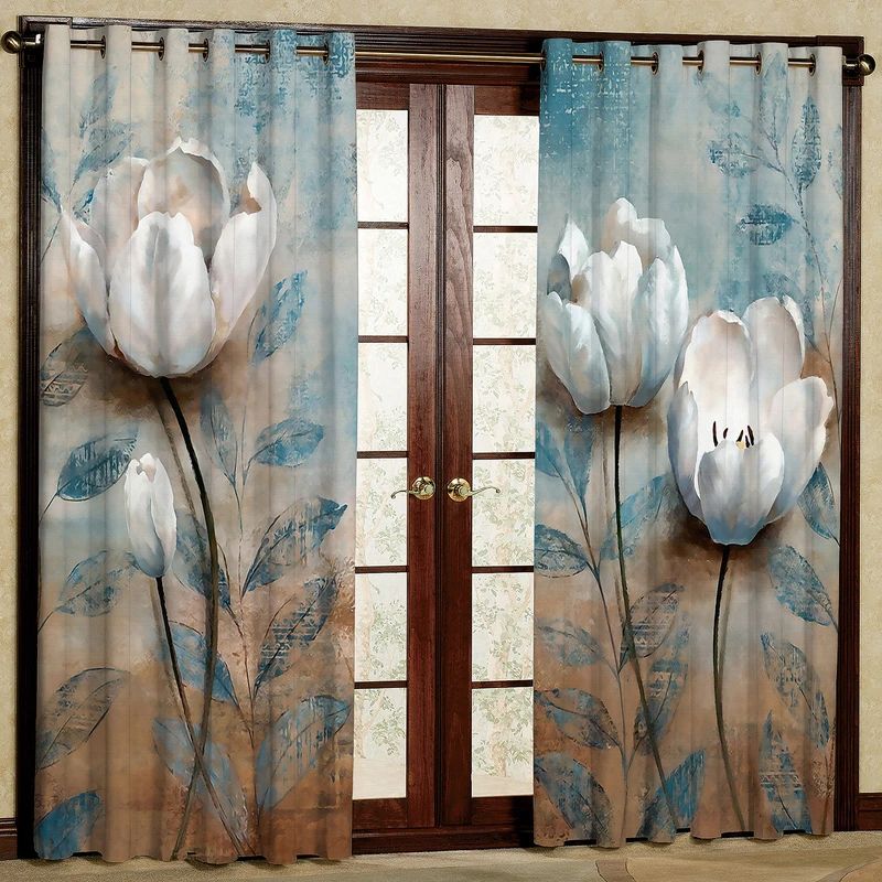 پرده مدل مخمل پانچی طرح گل کد 4470T2 سایز 200x140 سانتی متر