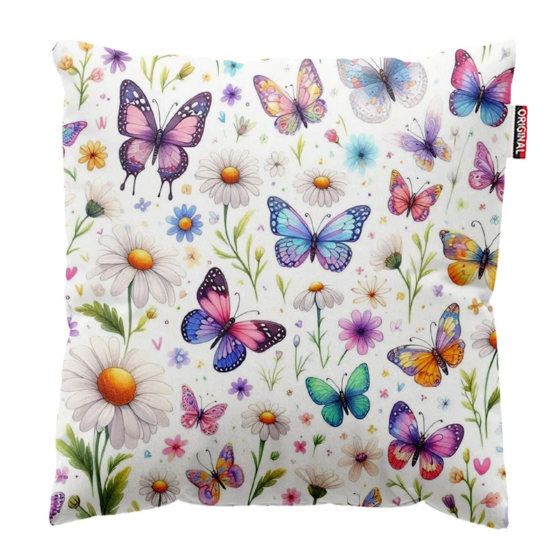 کوسن پاد آفرین طرح پروانه و گل کد 1717 سایز 30*30 سانتی متر