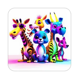 زیر لیوانی کاکتی طرح حیوانات رنگی مدل mp25220