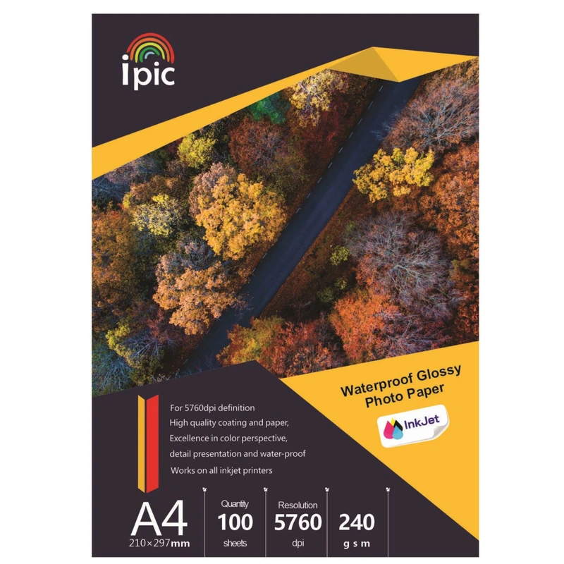 کاغذ فتو گلاسه آی پیک مدل ۲۴۰ A4 بسته ۱۰۰ عددی