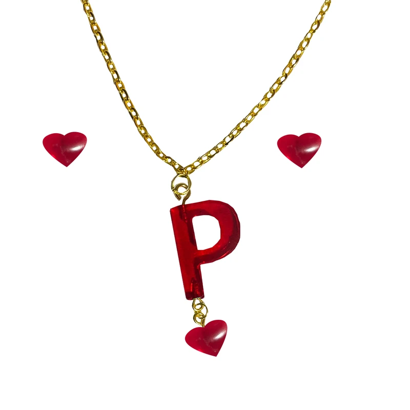 نیم ست زنانه مدل قلب طرح حرف انگلیسی P