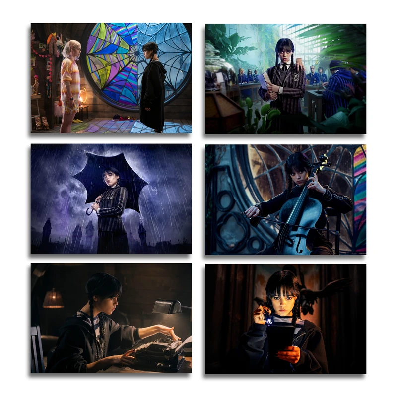 تابلو شاسی مدل ونزدی آدامز Wednesday Addams کد LA6105 مجموعه 6 عددی