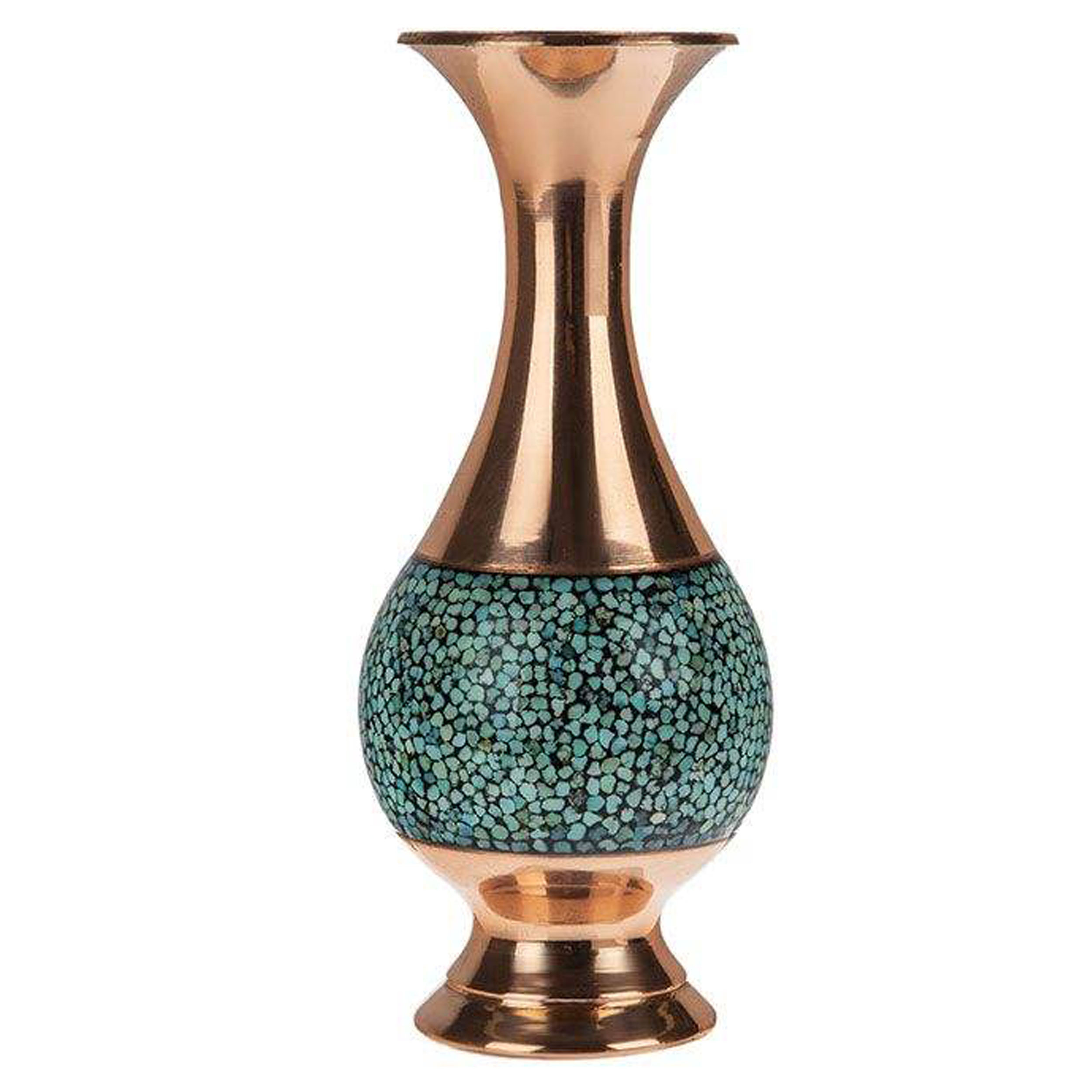 گلدان فیروزه کوبی مسی کد 01