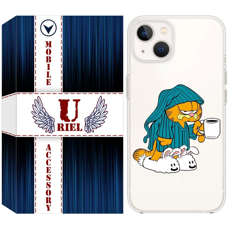 کاور یوریل قاب مدل Clear کد 72 طرح گارفیلد مناسب برای گوشی موبایل اپل iPhone 13 mini