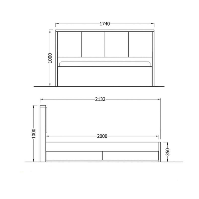 تخت خواب دو نفره هیراد مدل Z101-MDF سایز 160x200 سانتی متر