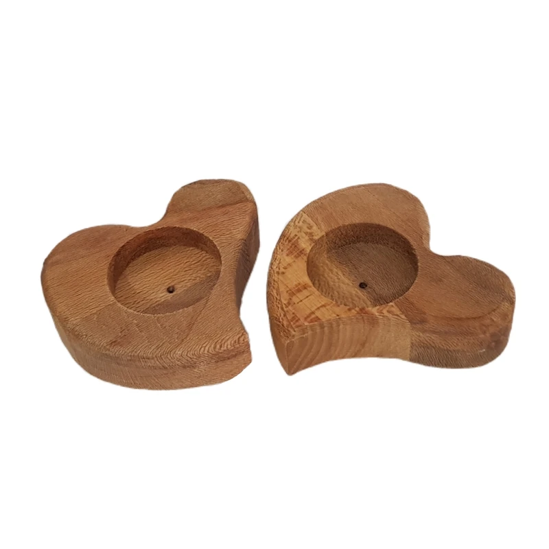 جاشمعی چوبی مدل قلبی بسته دو عددی