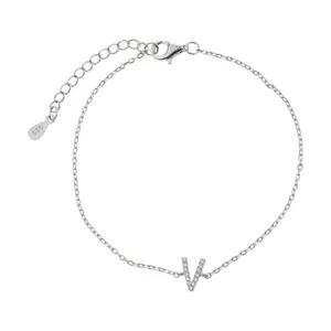 دستبند نقره زنانه طرح V کد 2020