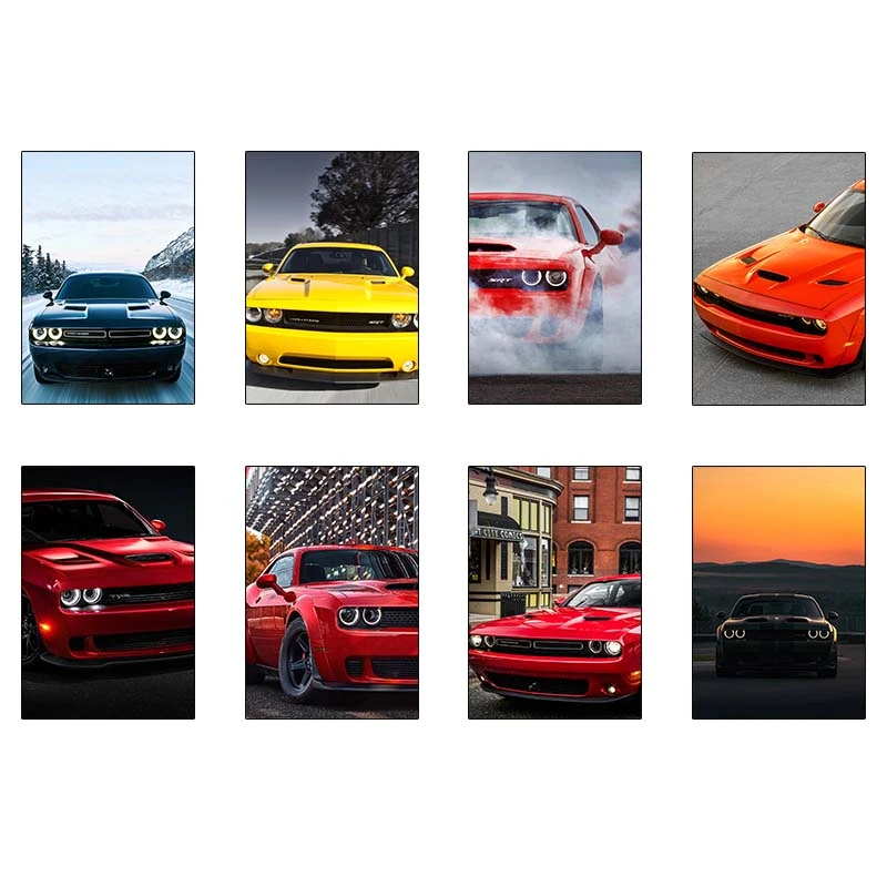 پوستر کارنيکا طرح دوج چلنجر Dodge Challenger کد 42979 مجموعه 8 عددی