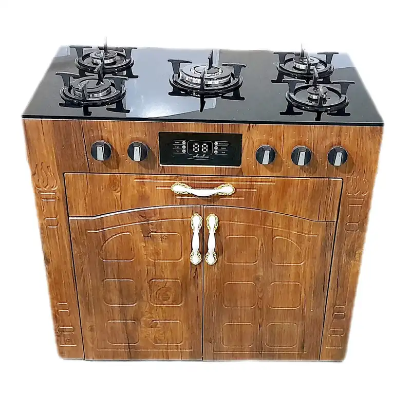 اجاق گاز 5 شعله هاکان مدل رو شیشه فندک دار دو درب