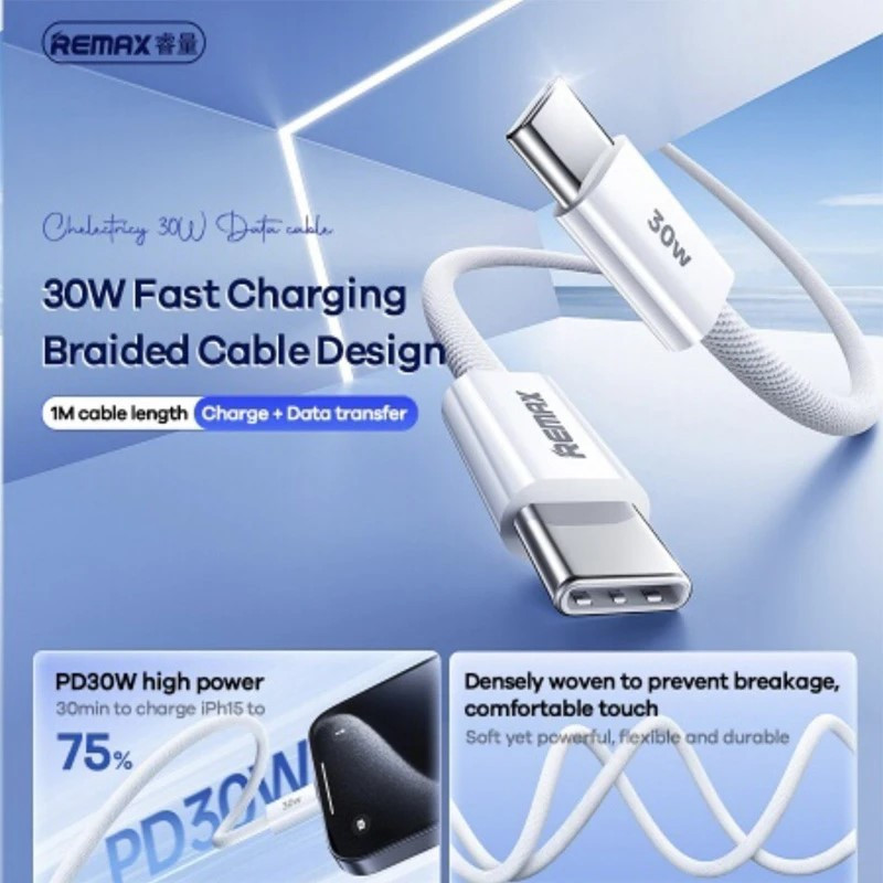 شارژر دیواری 20 وات ریمکس مدل IPHONE 15 پورت PD به همراه کابل تبدیل USB-C