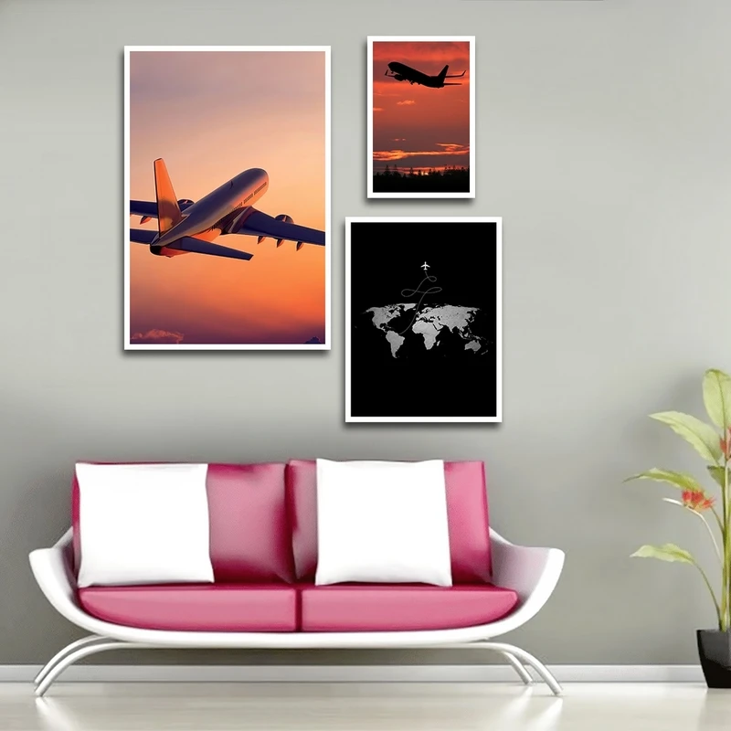 تابلو بکلیت طرح هواپیما و پرواز مدل W-2763 مجموعه 3 عددی