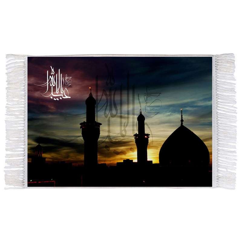 فرش ماشینی دیوارکوب اطلس آبی طرح حرم امام حسین و ابا عبدالله مدل T2825 