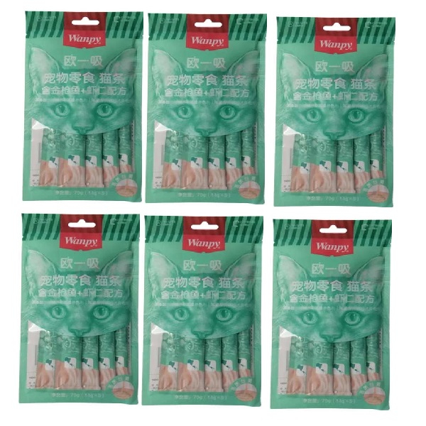 بستنی ونپی گربه مدل سبز ماهی تن و میگو وزن 70 گرم بسته 6 عددی
