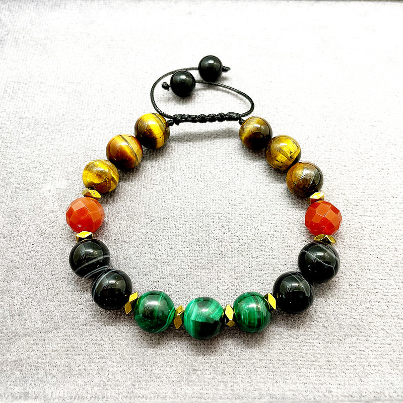 دستبند مردانه مدل مالاکیت و چشم ببر