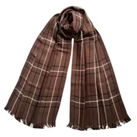 شال زنانه مدل کاموایی بافتنی چهارخانه پاییزی ریش ریشی کد 1