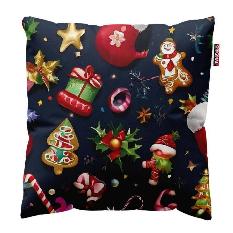 کوسن پاد آفرین طرح بابانوئل برف زمستون کریسمس کد 2663 سایز 40*40 سانتی متر