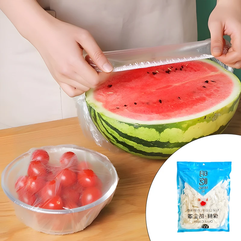 درپوش ظرف یکبار مصرف مدل محافظ غذا طرح پلاستیک کش دار مجموعه 400 عددی