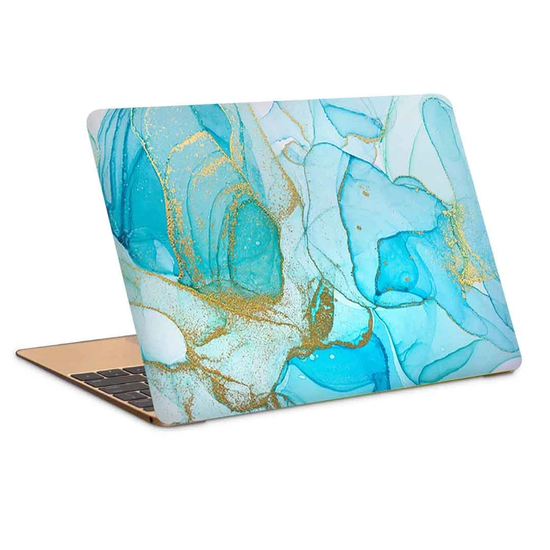 استیکر لپ تاپ طرح alcohol ink blue abstract ocean style watercolor texture blue gold paint stainsکد c-46مناسب برای لپ تاپ 15.6 اینچ
