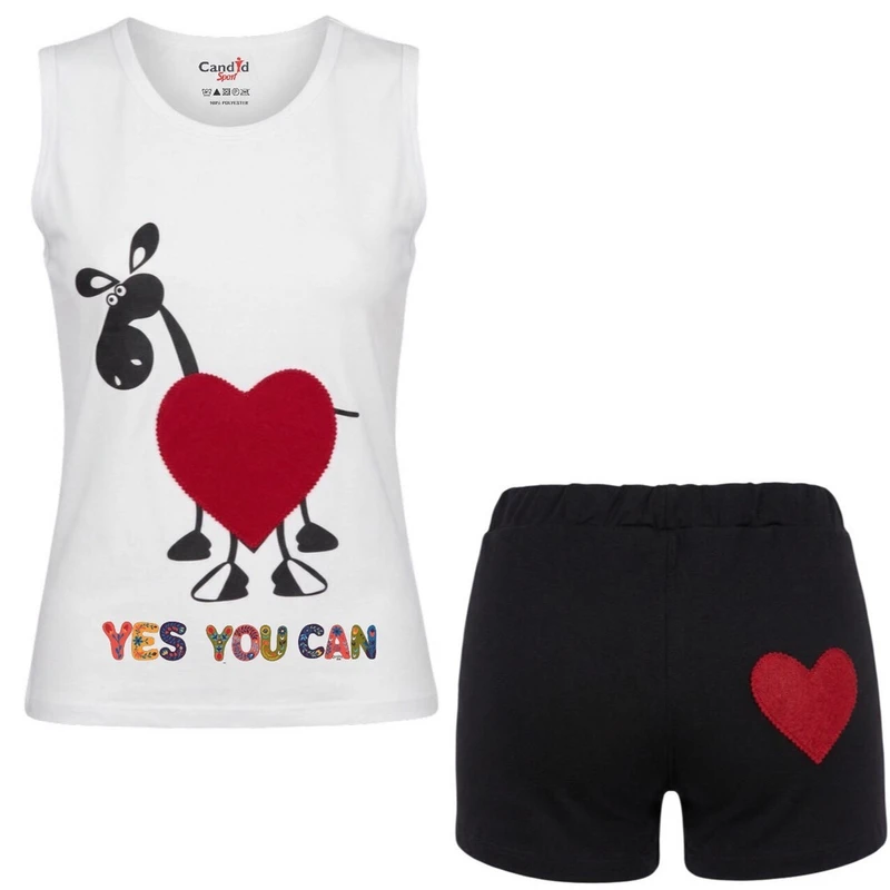 ست تاپ و شلوارک راحتی زنانه مدل قلب