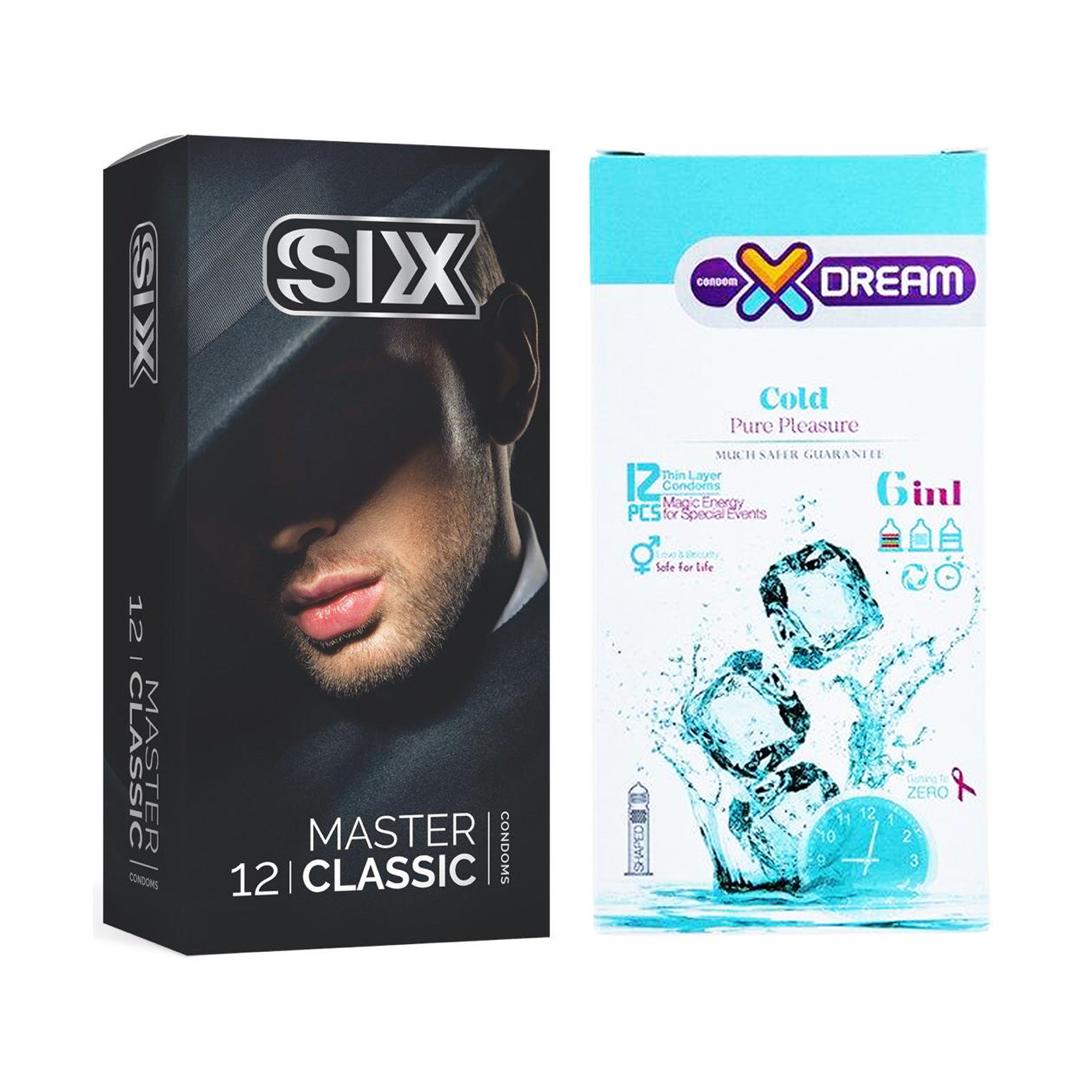  کاندوم سیکس مدل Master Classic بسته 12 عددی به همراه کاندوم ایکس دریم مدل Cold بسته 12 عددی