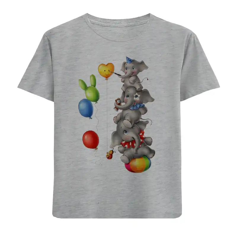 تی شرت آستین کوتاه بچگانه مدل بچه فیل بازیگوش D66