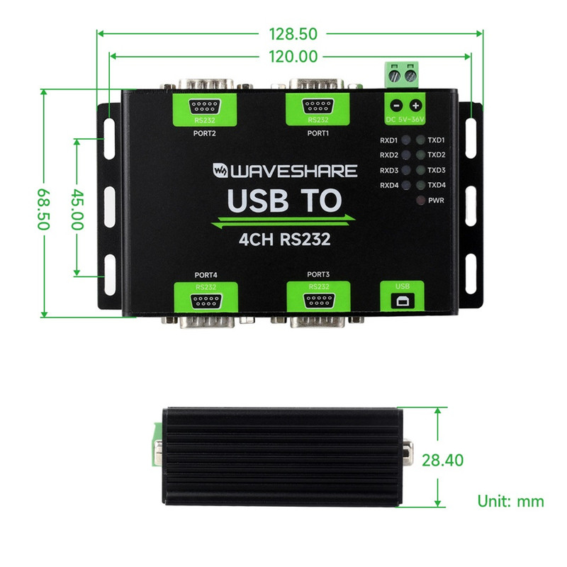 مبدل صنعتی USB به RS232 ویوشیر مدل USB TO 4CH RS232