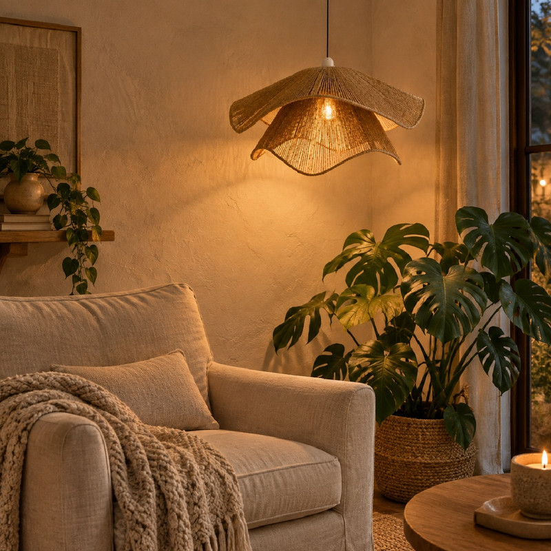 لوستر بافتنی مدل لاله رافیا کد R-60