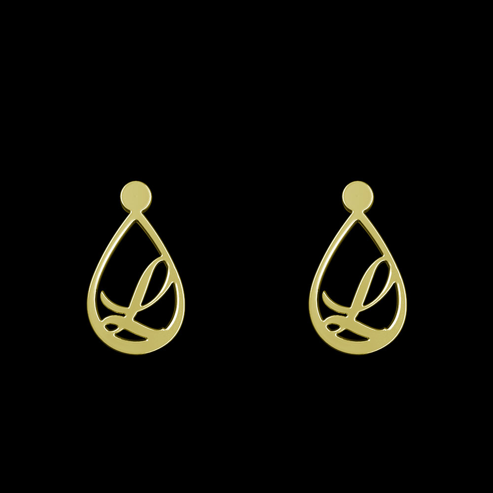 گوشواره طلا 18 عیار زنانه مدوپد مدل حرف L کد GA1-11234