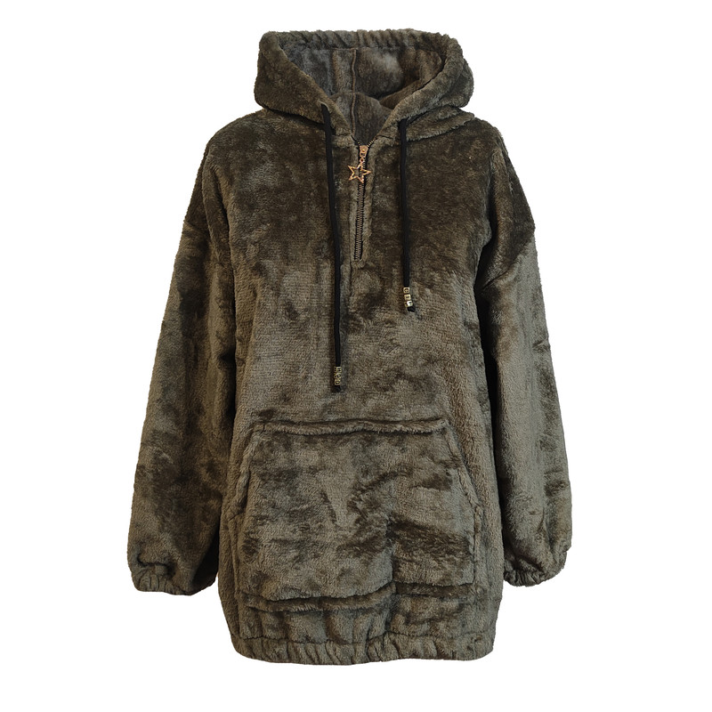 هودی زنانه مدل تدی پشمی زیپ دار کد 64