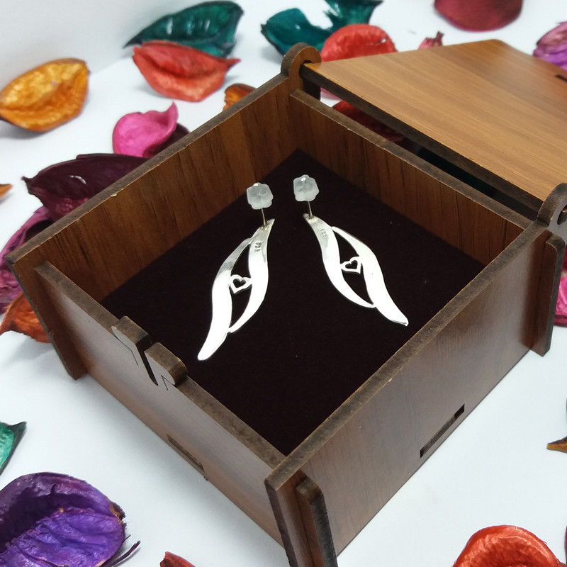 گوشواره نقره زنانه مدل چشم و قلب