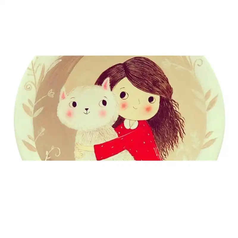 بشقاب دیوارکوب سفالی طرح دختر و گربه کد D119-S20