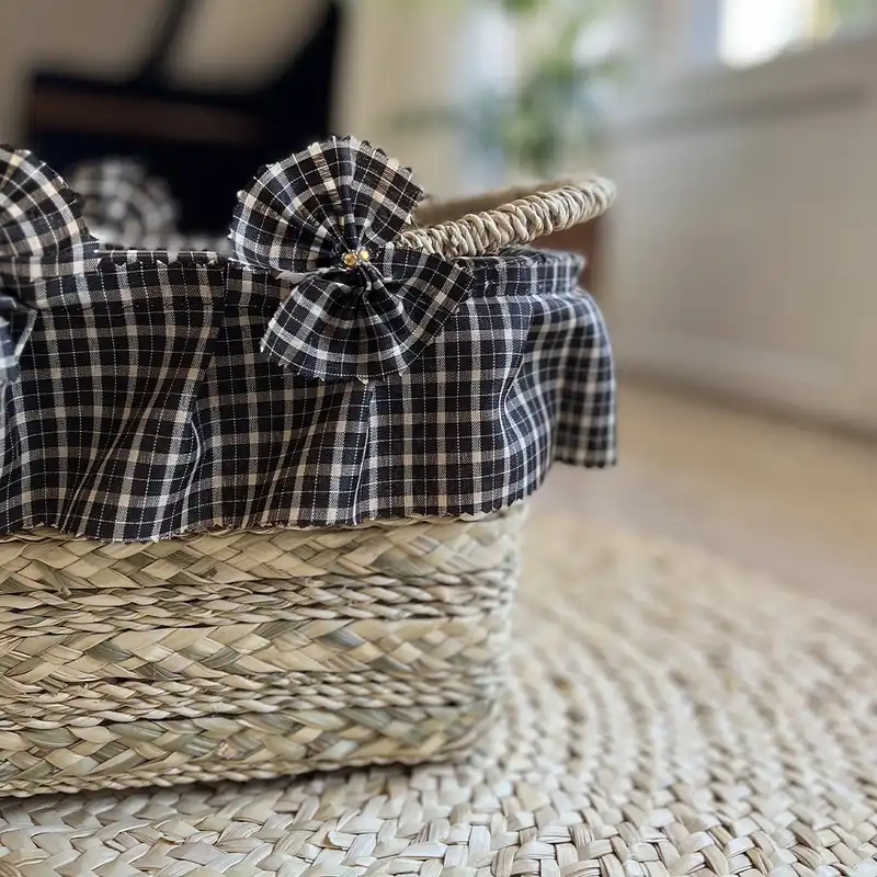 سبد پیک نیک حصیری مدل چهارخانه کد 2