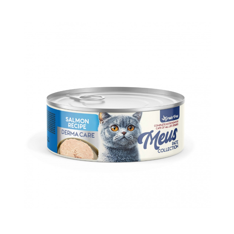 کنسرو غذای گربه مئوس مدل پوست و مو وزن 80 گرم