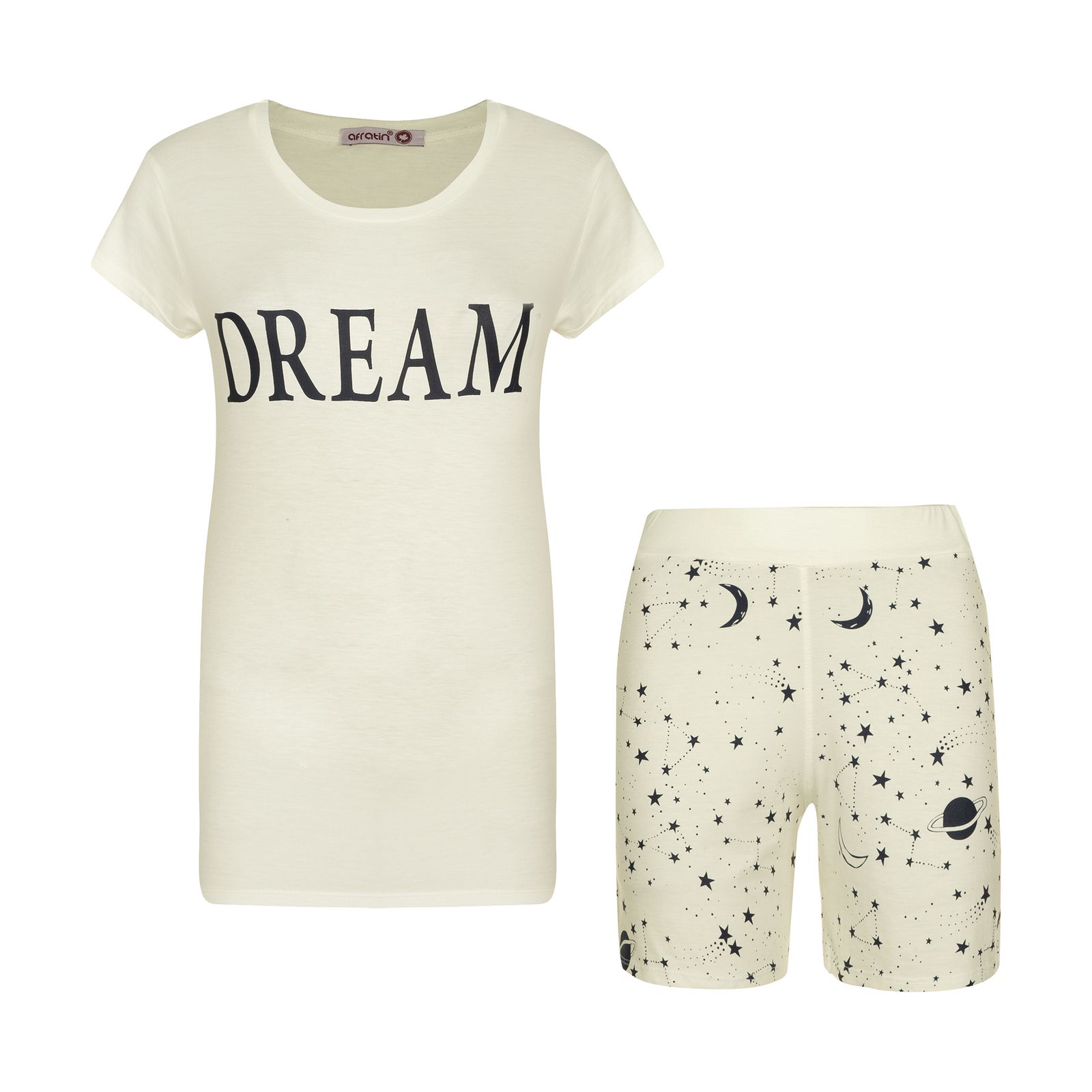 ست تی شرت و شلوارک زنانه افراتین مدل Dream کد 6558 رنگ شیری -  - 1