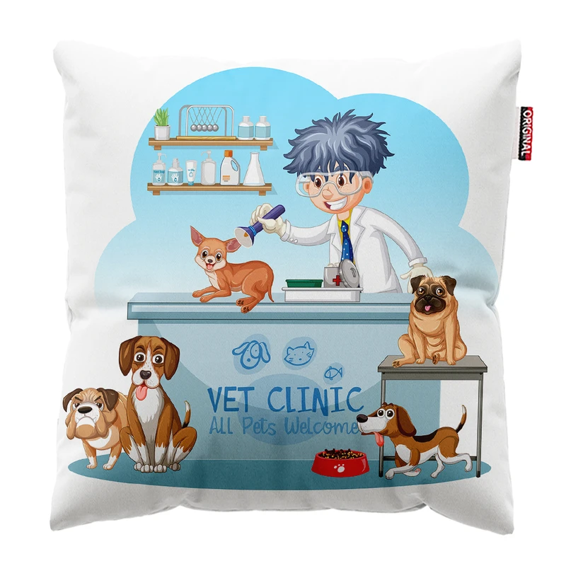 کوسن پاد آفرین مدل دامپزشک پت شاپ کد PK401878 سایز 40*40 سانتی متر