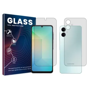 Glass Resistant model transparent screen protector suitable for Samsung Galaxy A06 mobile phone along with the back of the phone